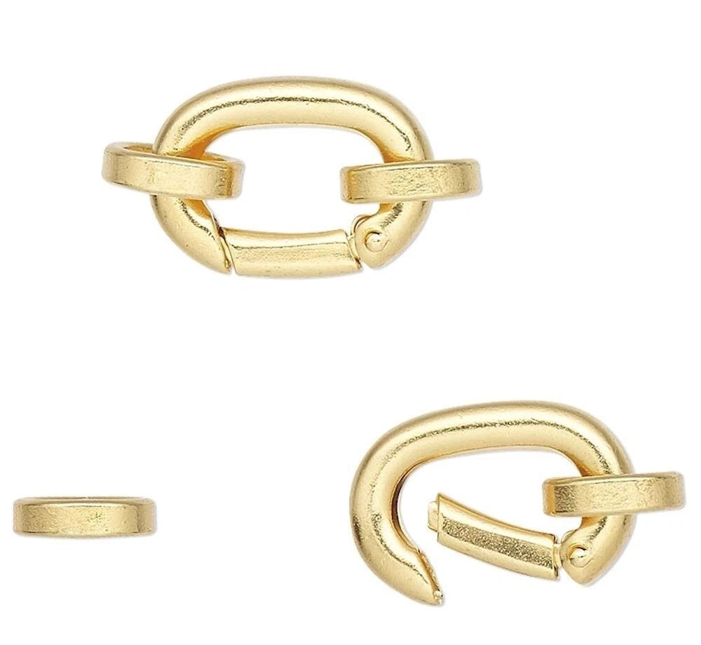 Clasp, Self Closing, 2 Gold Plated Brass 14x10mm Hinged Bails w/ Jump Rings