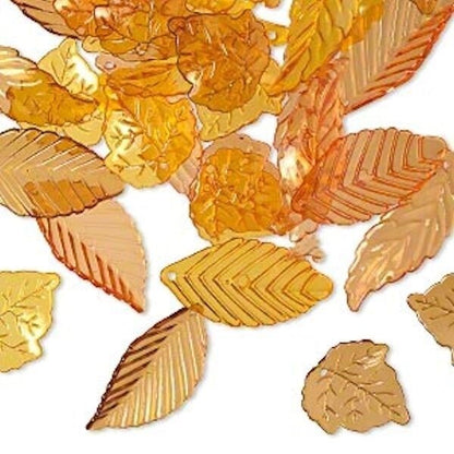 Acrylic Leaf Charm Mix, Assorted Sizes, Green or Autumn Colors, 1/8 lb