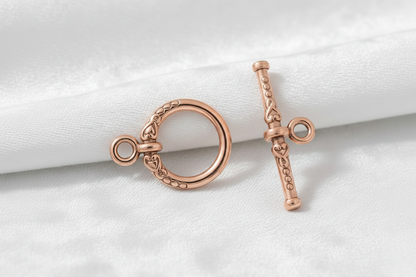 Copper Plated Brass Twist Toggle Clasps, 13x17mm Ring / 21mm Bar, 100 Sets