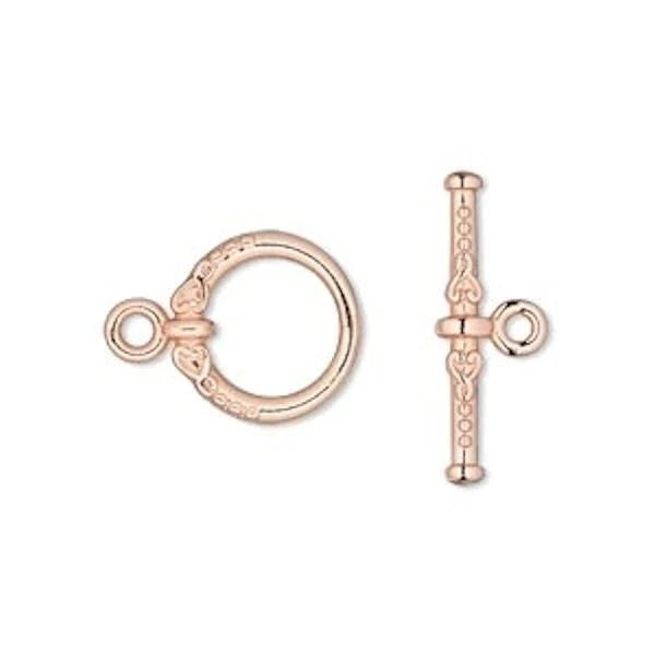 Copper Plated Brass Twist Toggle Clasps, 13x17mm Ring / 21mm Bar, 100 Sets