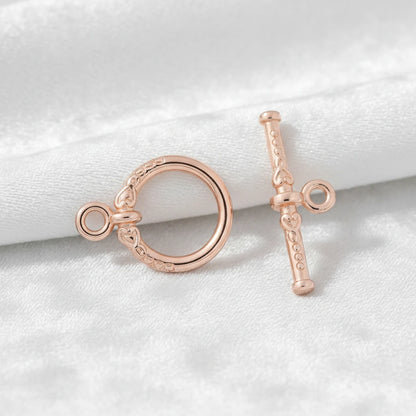 Copper Plated Brass Twist Toggle Clasps, 13x17mm Ring / 21mm Bar, 100 Sets