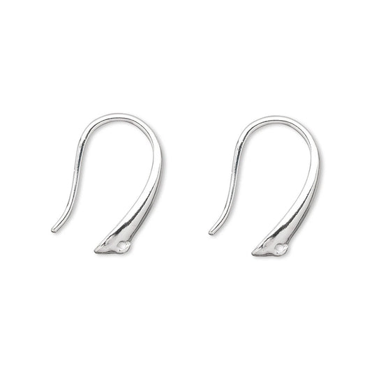 Silver Plated Fancy Fishhook Ear Wires, 17mm, 20 Gauge (0.81mm), 10 pcs (5 pairs)