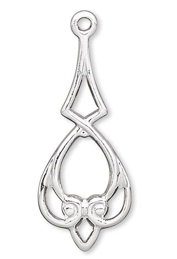 Silver Plated Brass Heart Diamond Chandelier Earring Connectors 20x9mm