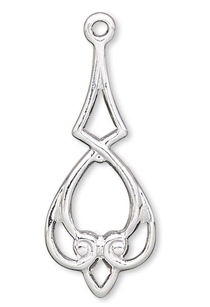 Silver Plated Brass Heart Diamond Chandelier Earring Connectors 20x9mm