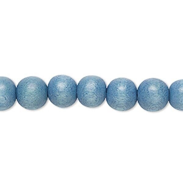 Dyed & Waxed Wood Round Beads 7-8mm - 2 Strands (approx. 108 pcs)