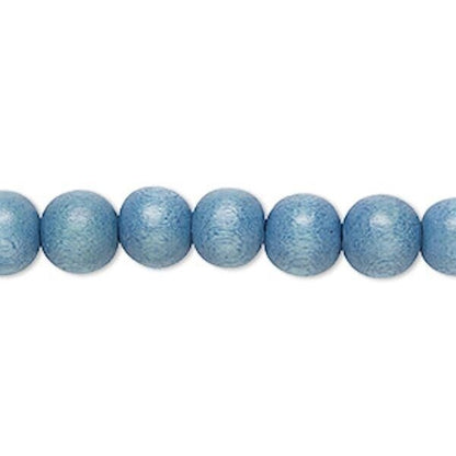 Dyed & Waxed Wood Round Beads 7-8mm - 2 Strands (approx. 108 pcs)
