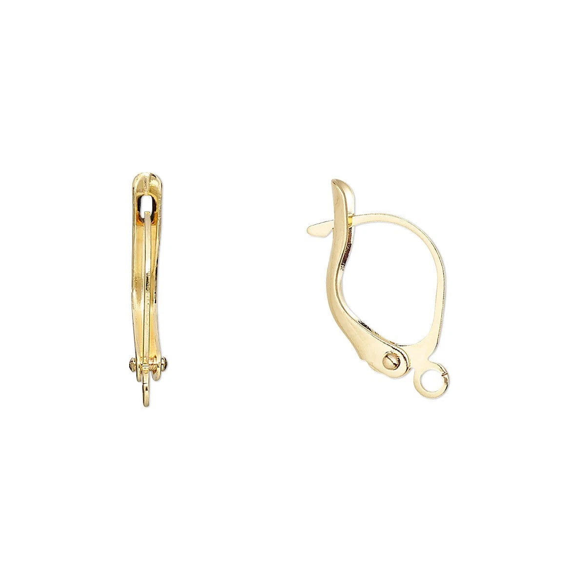 Gold Plated Brass Leverback Ear Wires, 17mm, Open Loop, 10 pcs
