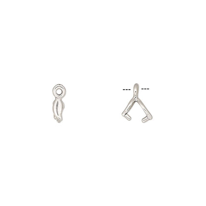 Antiqued Sterling Silver Leaf Ice Pick Pinch Bails, 5x2mm, 3mm Grip, 2 pcs