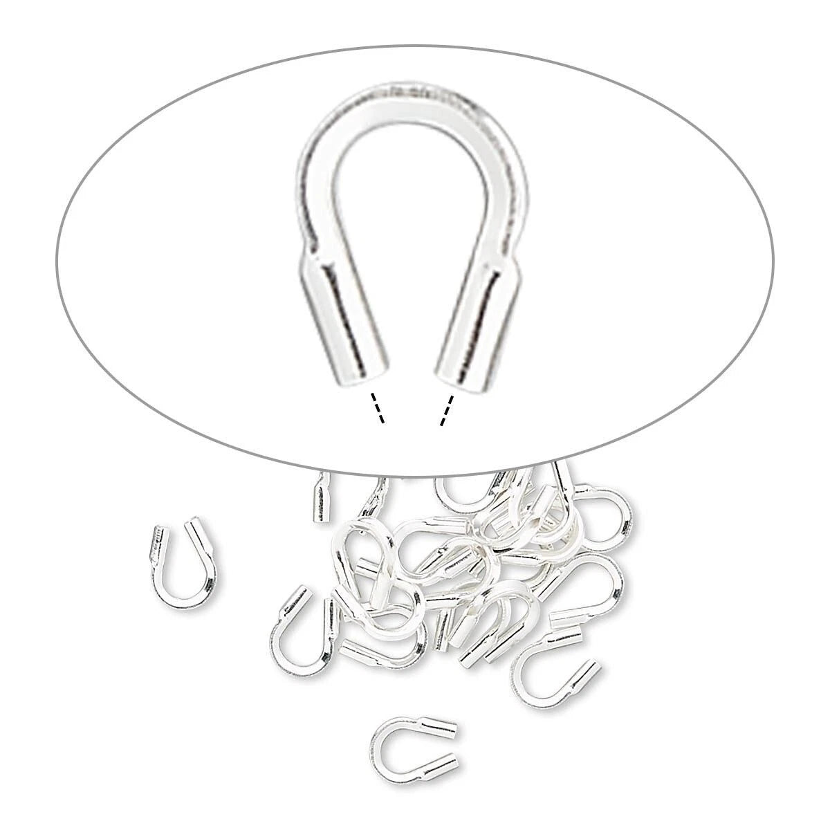 Sterling Silver Wire Guardians, 4x3mm, 0.5mm ID, 20 pcs