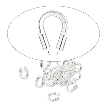 Sterling Silver Wire Guardians, 4x3mm, 0.5mm ID, 20 pcs