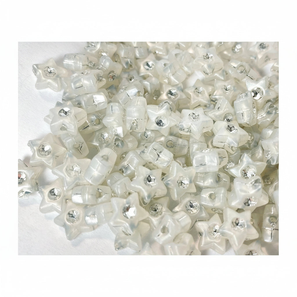 Acrylic Grey Silver Star Beads, 8x8mm, Translucent, 50g