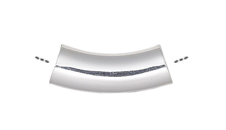 Silver Plated Brass Curved Tube Beads 15x5mm, 10 pcs