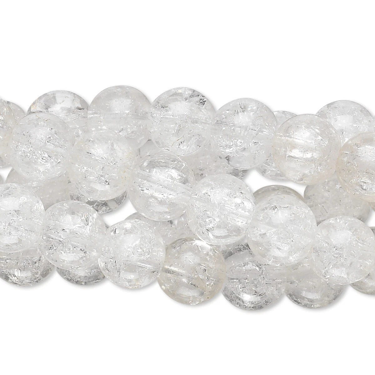 Clear Crackle Glass Round Beads, 5–6mm, 1 Strand (approx. 70)