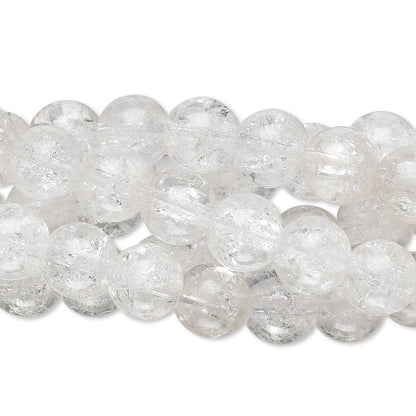 Clear Crackle Glass Round Beads, 5–6mm, 1 Strand (approx. 70)