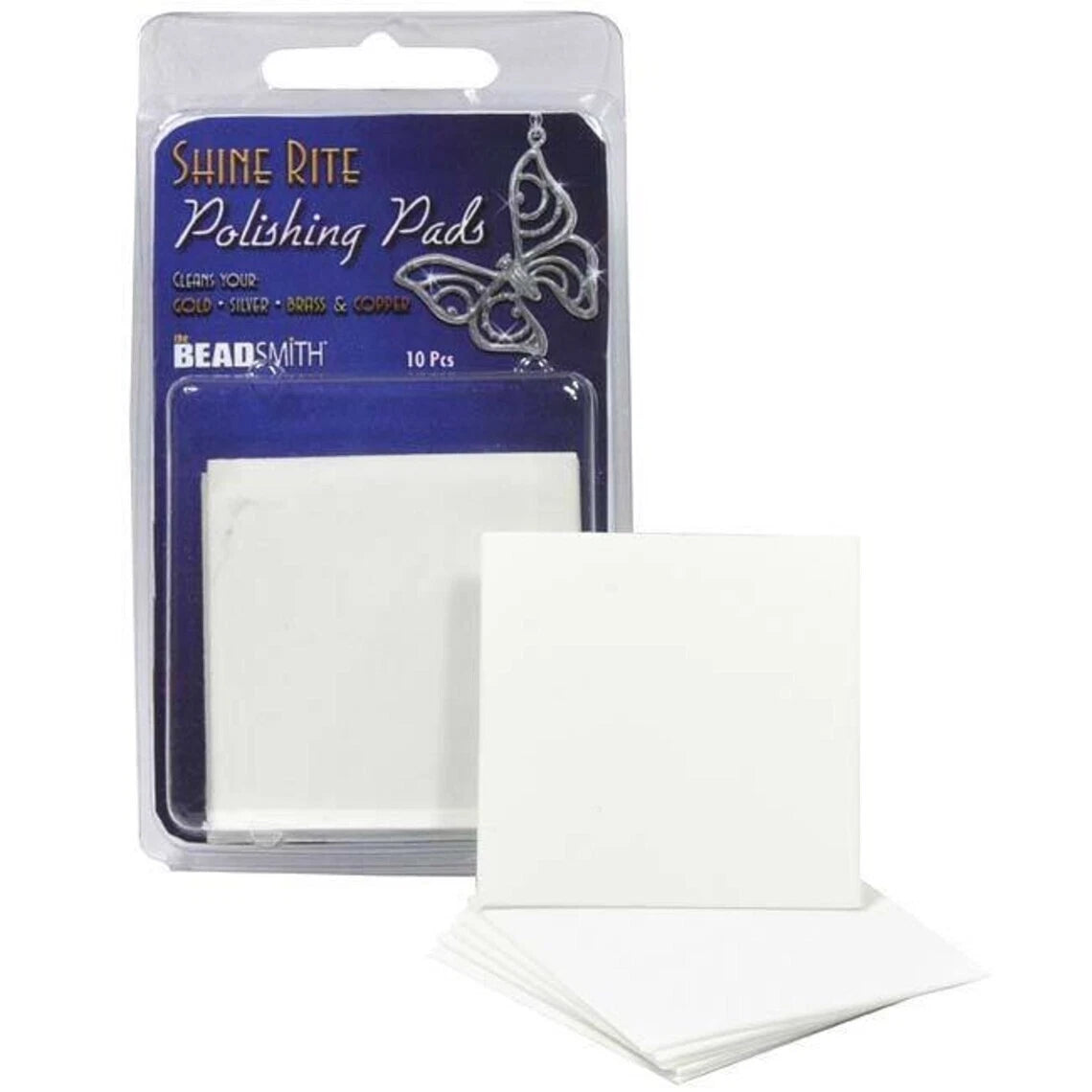 Beadsmith Shine Rite Pre-Treated Polishing Pads, 2 x 2 inch - 10 pcs