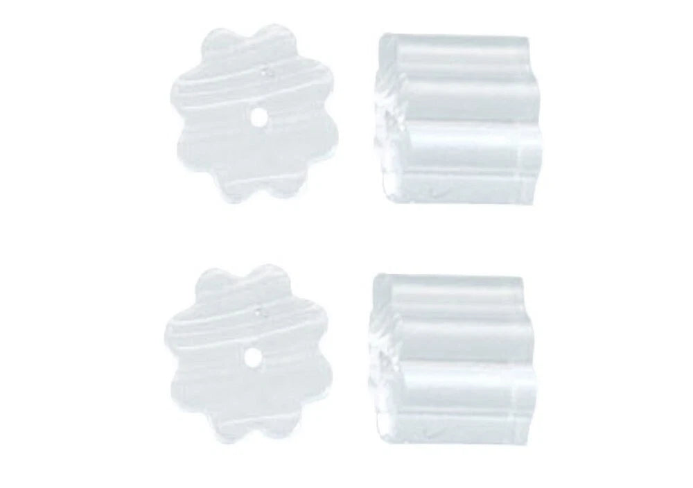 Clear Rubber Earring Backs, 3x3.5mm, Ribbed, Latex Free, 500 pcs