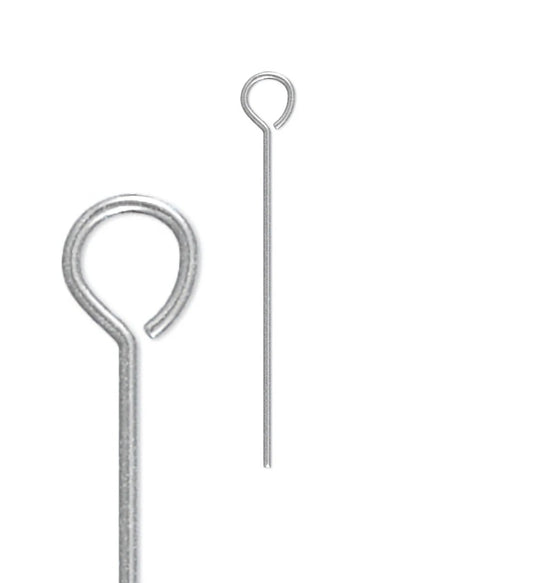 304 Stainless Steel Eye Pins, 21 Gauge (0.71mm), 2 Inch - 100 pcs
