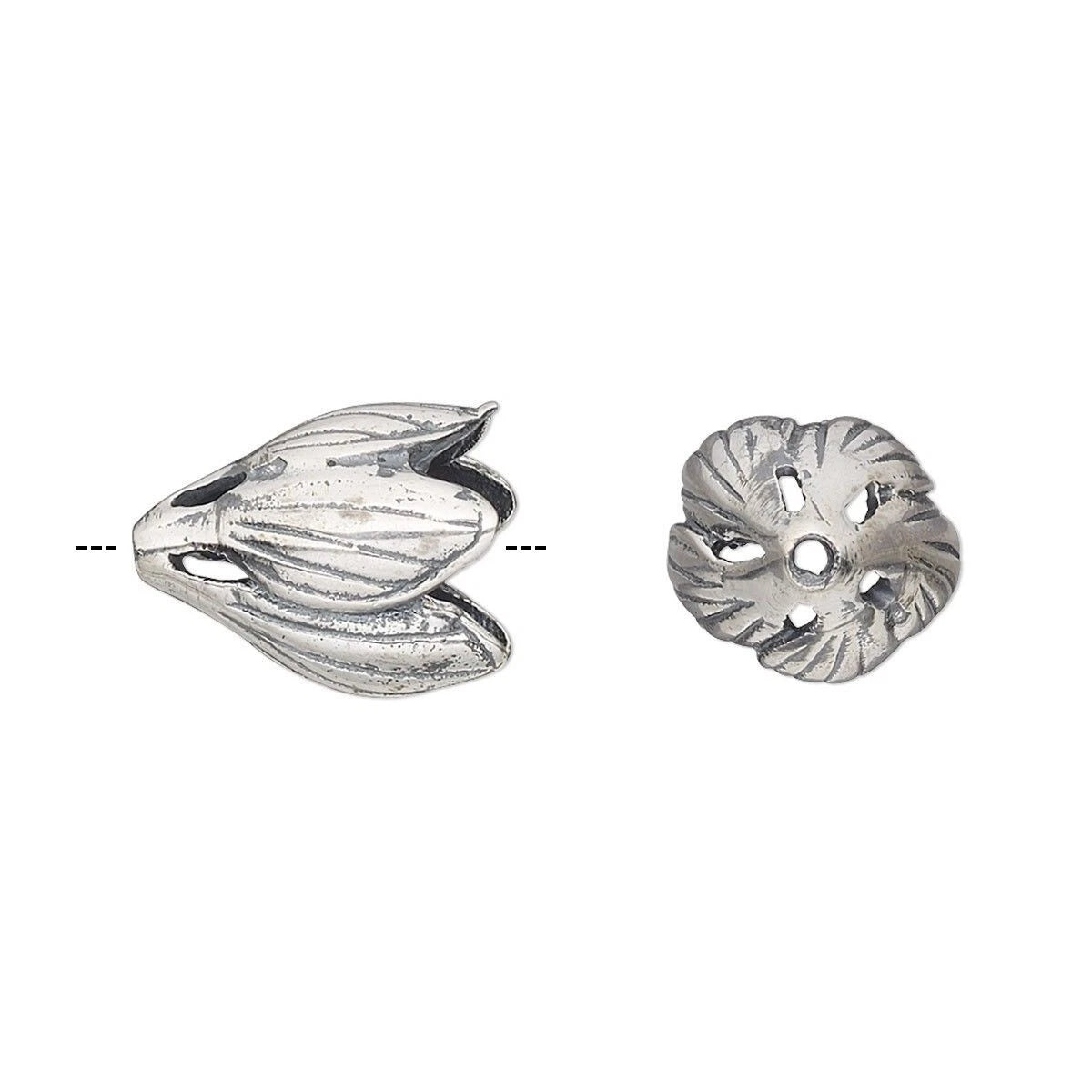 Antiqued Sterling Silver Flower Bead Cap, 13x11mm, 1 pc