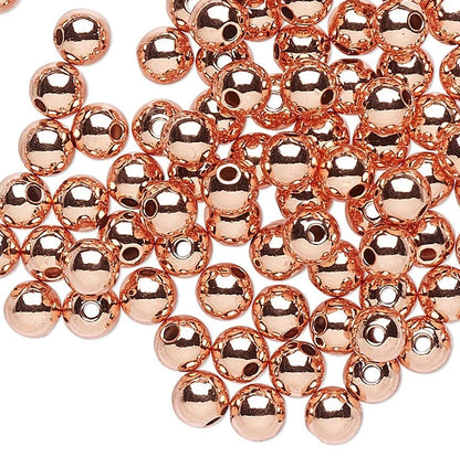 Beadsmith Copper Plated Brass 4mm Smooth Round Beads, 144 pcs