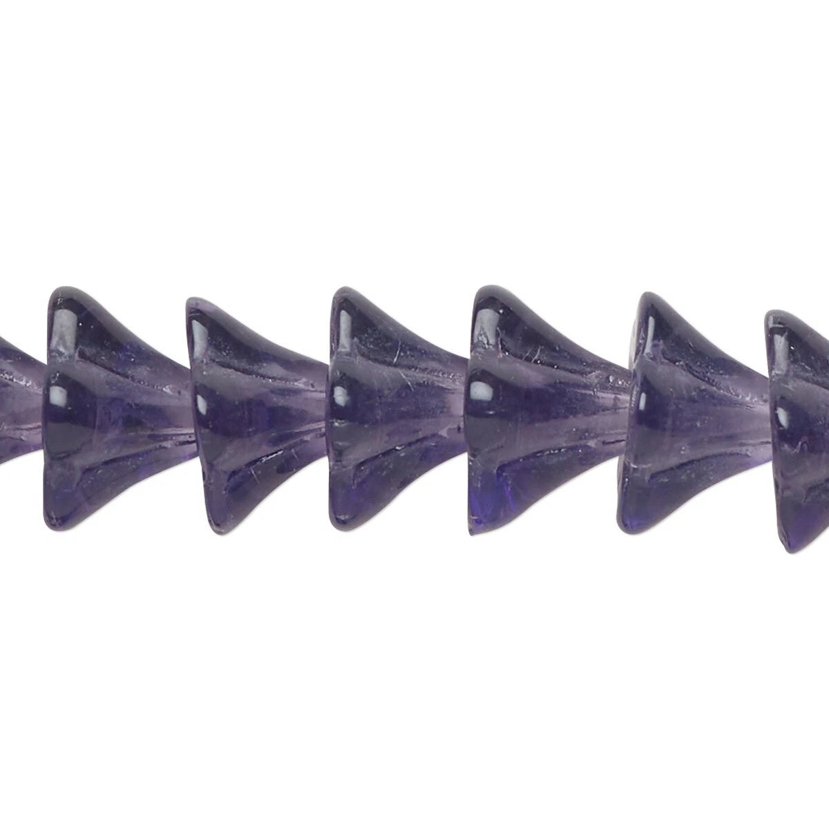 Translucent Purple Czech Glass Trumpet Flower Beads, 12x10mm - approximately 39 pcs