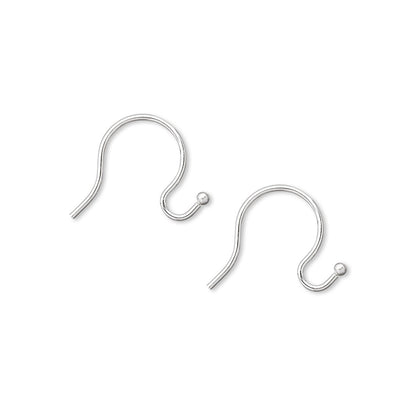 A pair of silver-colored metal ear hooks, commonly used for jewelry making, shown on a plain white background.