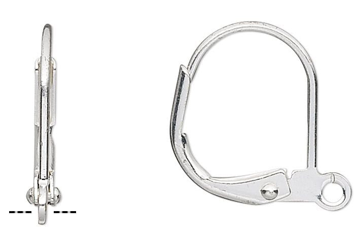 Silver earring hooks on a white background