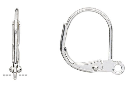 Silver earring hooks on a white background