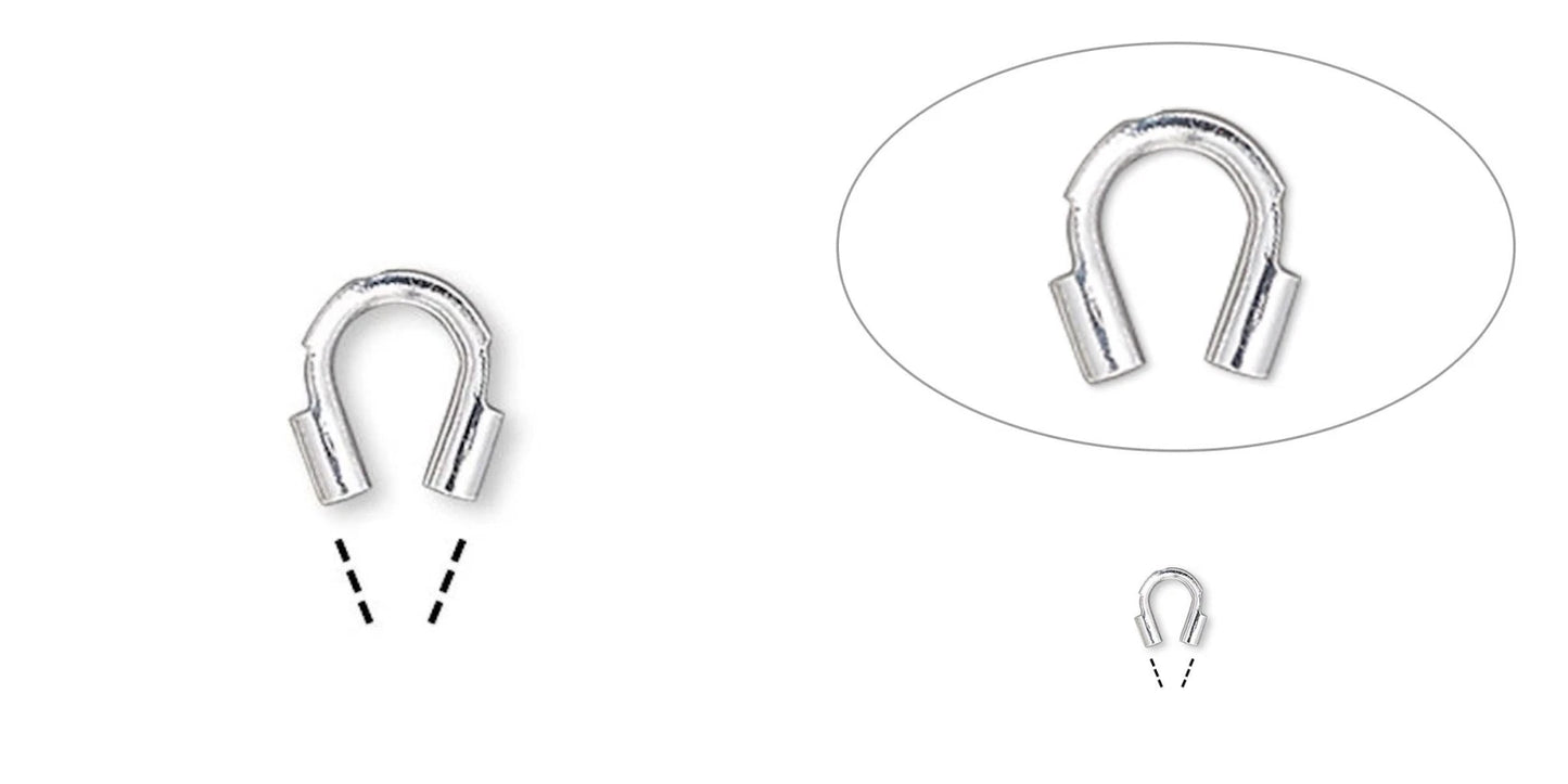 Silver Plated Brass Wire Guardians, 4x4mm (approx. 5/32 inch), 0.5mm ID, 144 pcs