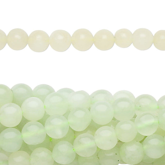 Natural Sea Green New Jade (Serpentine) 6mm Round Beads, 1 Strand (approx. 67)