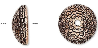 Antiqued Copper Pewter Acorn Bead Caps 12.5x5mm, Pkg of 2