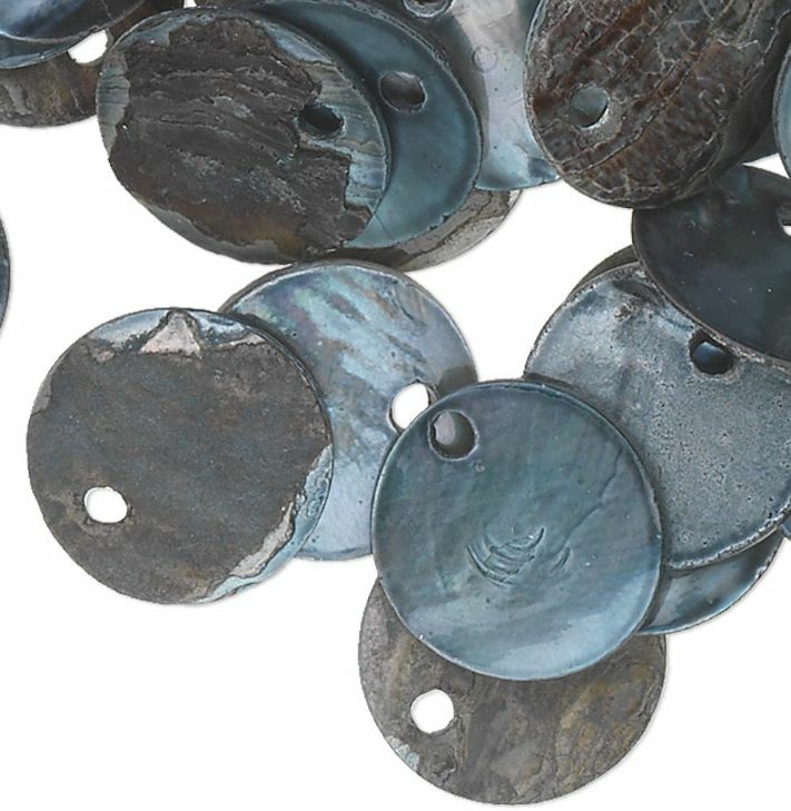 Mussel Shell 10mm Round Coin Drop Charms, 100 pcs