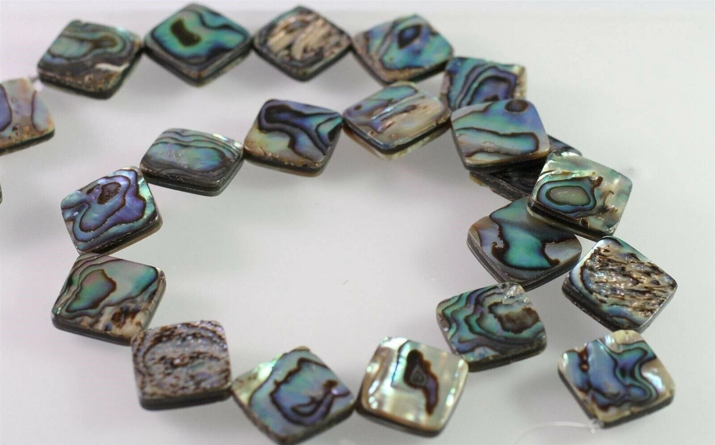 Iridescent Paua Shell Flat Diamond Beads, 14x14mm, 1 Strand (approx. 22)