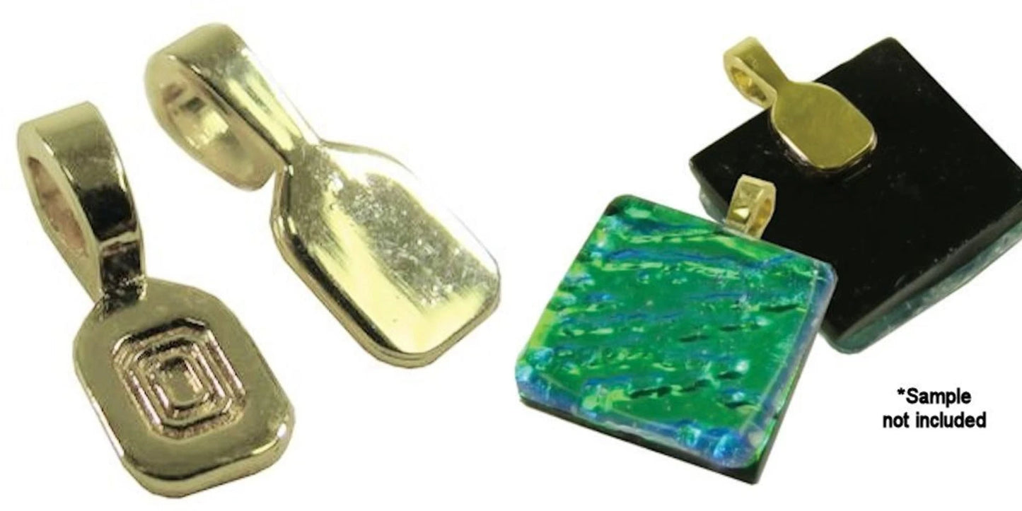 Gold Plated Stainless Steel Glue-On Pendant Bail Mount, 25x10x7mm, 5 pcs