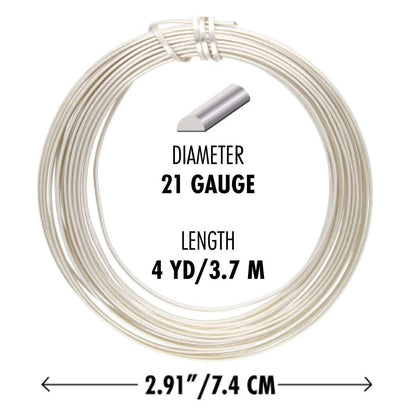 Silver Plated Half Round Non-Tarnish Copper Wire, 21 Gauge (0.72mm), 4 Yards
