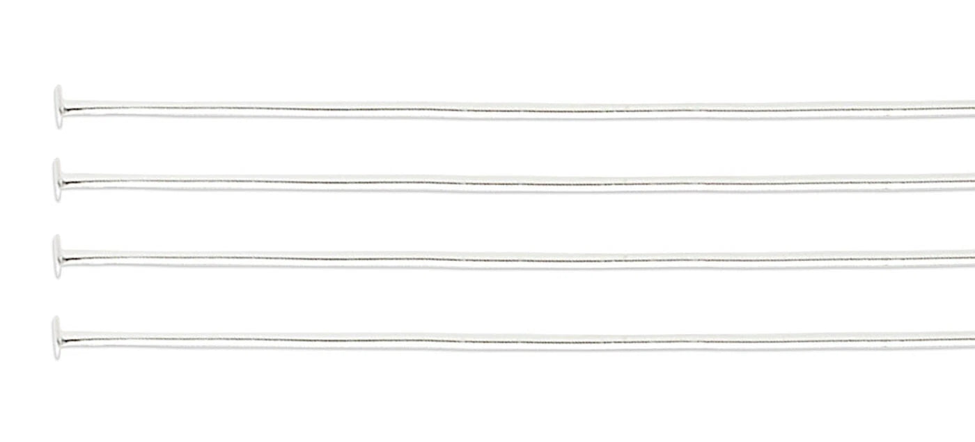 Silver Plated Brass Head Pins 4 inch 21 Gauge – 100 pcs