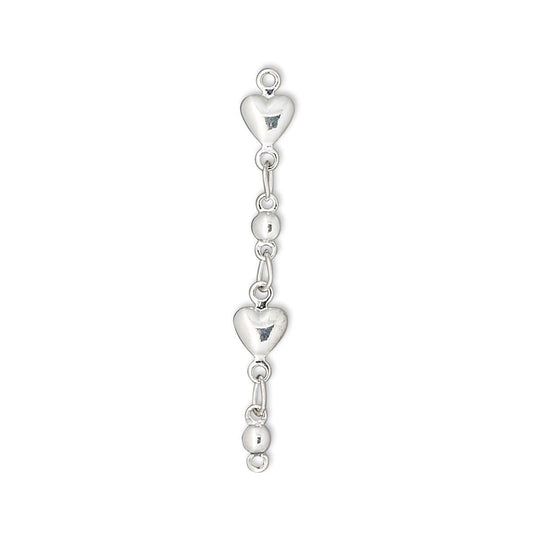 Silver Plated Brass Heart Chain Extenders 33mm – 6 pcs