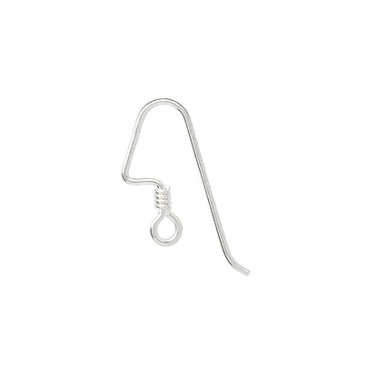 Sterling Silver Angular Fishhook Ear Wires, 17mm, 20 Gauge, 1 Pair