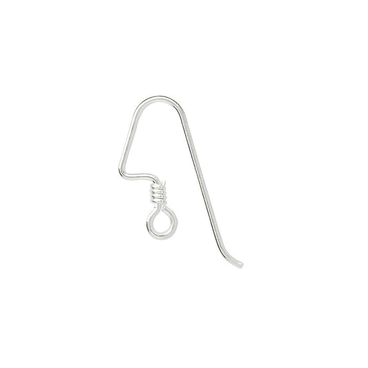 Sterling Silver Angular Fishhook Ear Wires, 17mm, 20 Gauge, 1 Pair