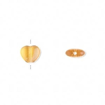 Czech Transparent Honey Pressed Glass Heart Beads, 8mm, 1 Strand (approx. 50)