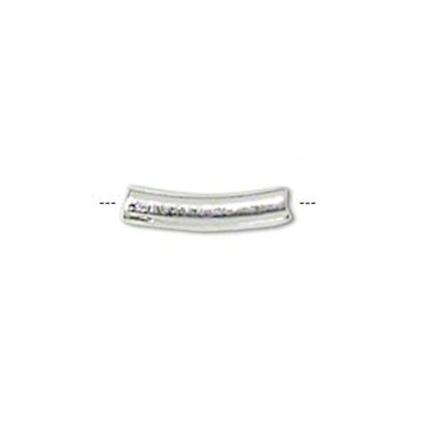 Silver Plated Brass Curved Tube Beads 5x1mm, 100 pcs