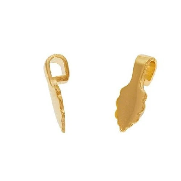 Aanraku Small 18KT Gold Plated Glue-On Leaf Bail, 16x6.5mm, 25 pcs