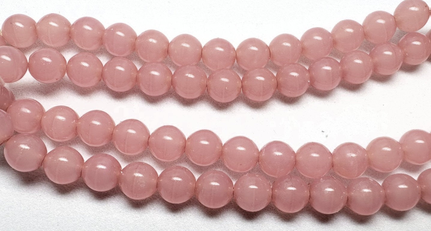 Czech Druk Glass Round Beads 6mm Bubblegum Pink – 1 Strand (Approx 67 pcs)