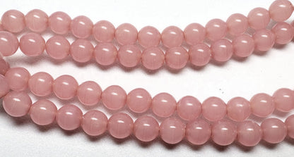 Czech Druk Glass Round Beads 6mm Bubblegum Pink – 1 Strand (Approx 67 pcs)