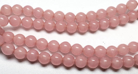 Czech Druk Glass Round Beads 6mm Bubblegum Pink – 1 Strand (Approx 67 pcs)