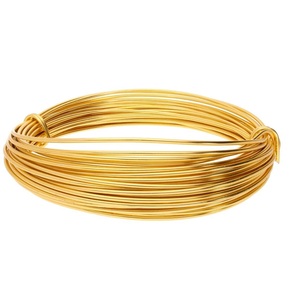 Beadsmith Light Gold Anodized Aluminum Wire, 12 Gauge (2mm), 39 Feet