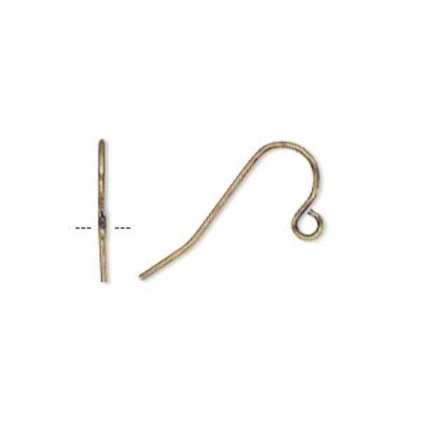 Antique Gold Plated Steel Fishhook Ear Wires, 11mm Open Loop
