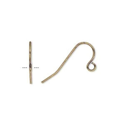 Antique Gold Plated Steel Fishhook Ear Wires, 11mm Open Loop
