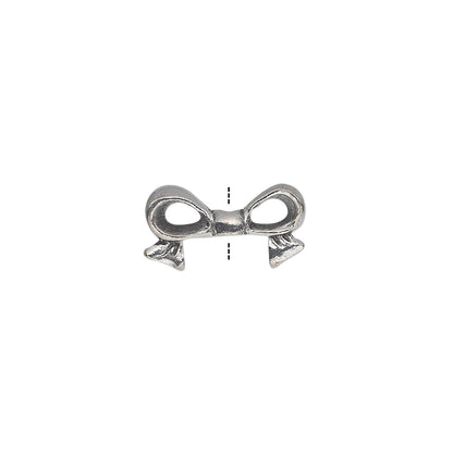 Antiqued Pewter 3D Bow Topper Beads, 16x9mm, 4 pcs