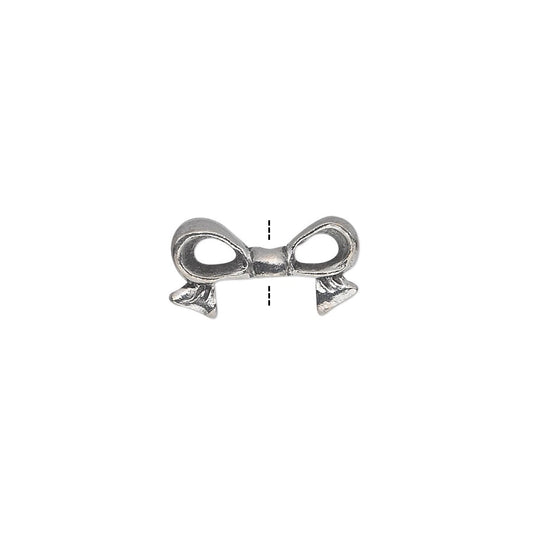 Antiqued Pewter 3D Bow Topper Beads, 16x9mm, 4 pcs