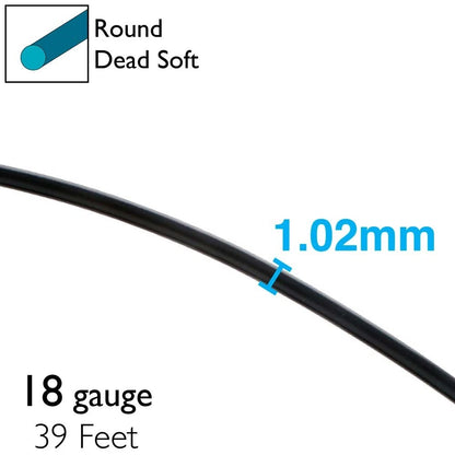 BeadSmith Black Aluminum Dead Soft Wire, 18 Gauge, 39 Feet